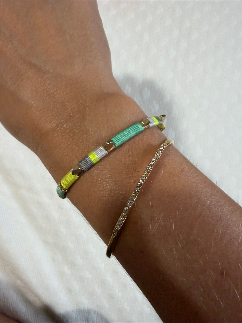 Stella & Dot colour block cuff bracelet and pave chevron cuff bracelet